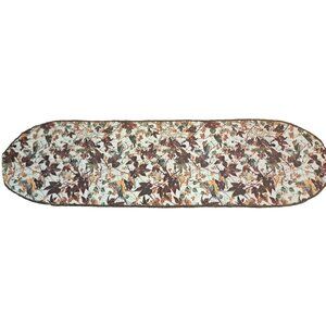 Quilted Bird Table Runner Reversible Brown Floral Nature Handmade 42x12